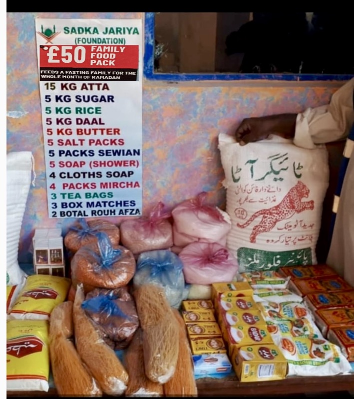 A family food pack laid out